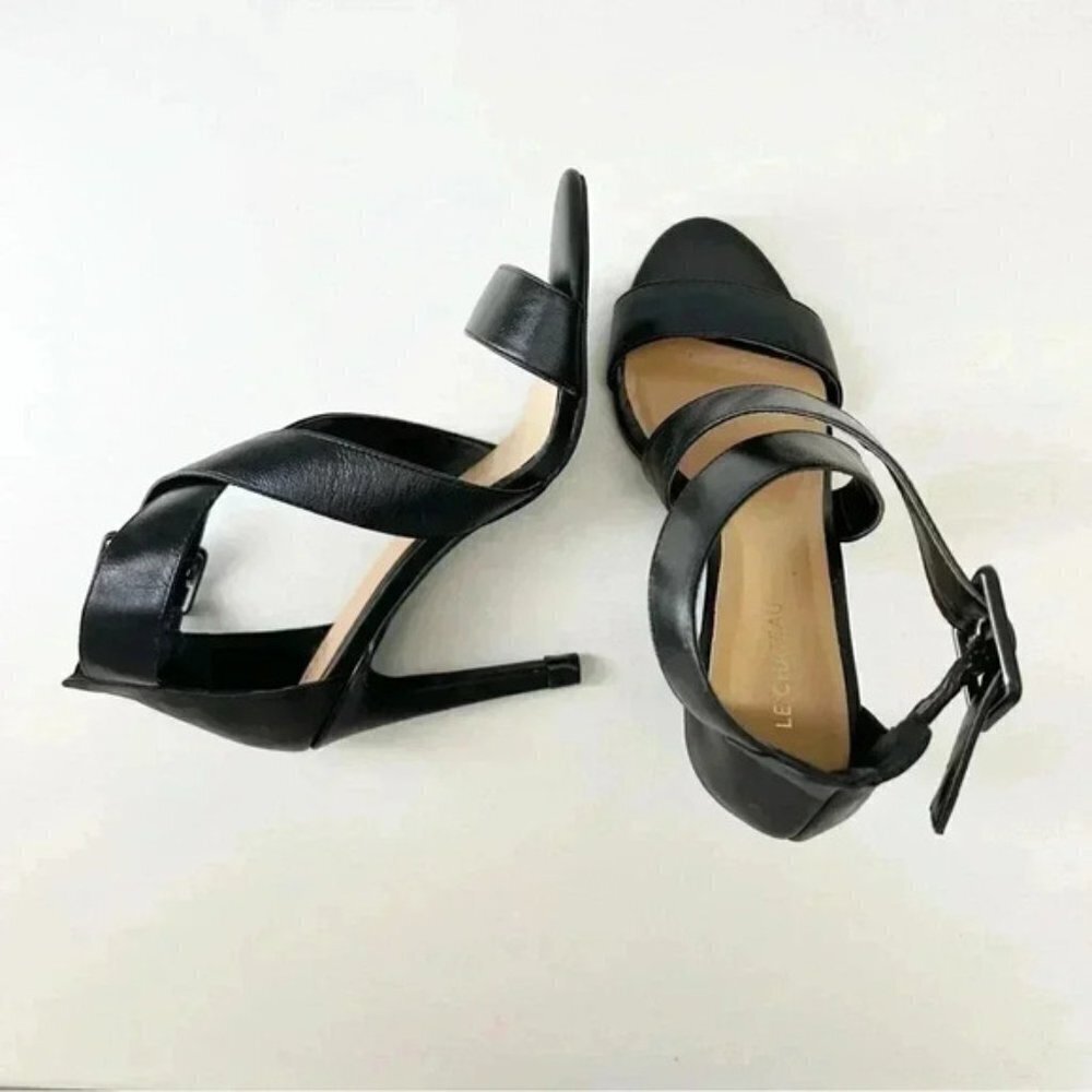 Le Chateau Strappy Leather Sandals High Heel Stilettos Black Size 7.5 - Picture 12 of 16